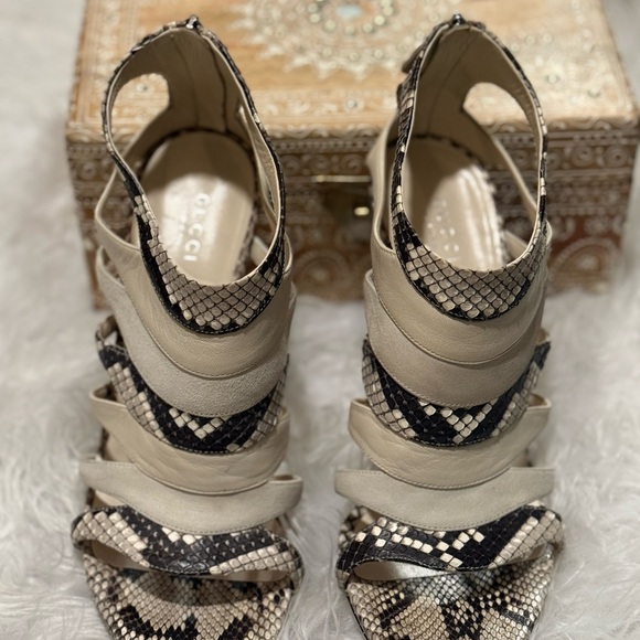 Gucci Python Caged Pumps Leather & Suede Sandals # 258343 39 FITS like 8.5 - Picture 3 of 13